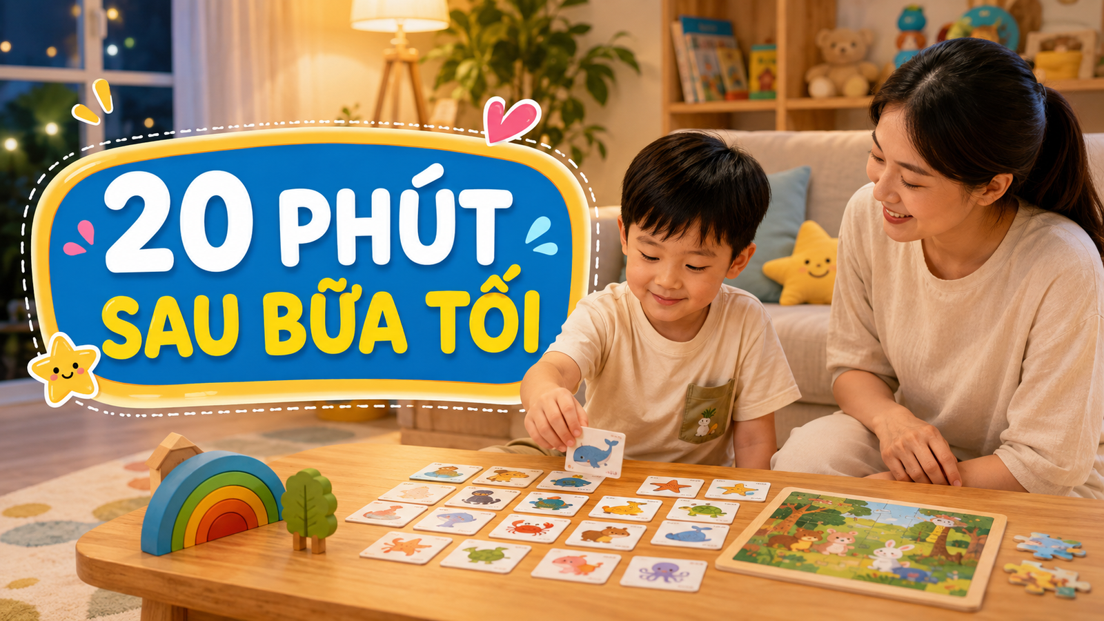Trò chơi sau giờ ăn tối cho bé: 20 phút rút nhịp không cần màn hình