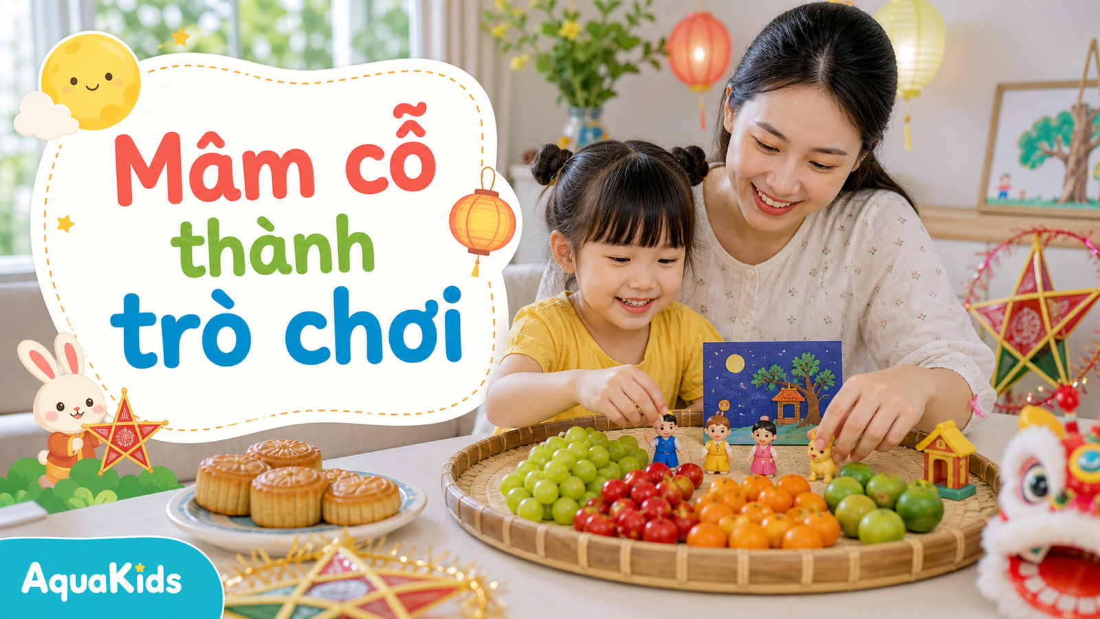 Mâm cỗ Trung thu cho bé: biến việc bày mâm thành trò chơi đếm màu và kể chuyện