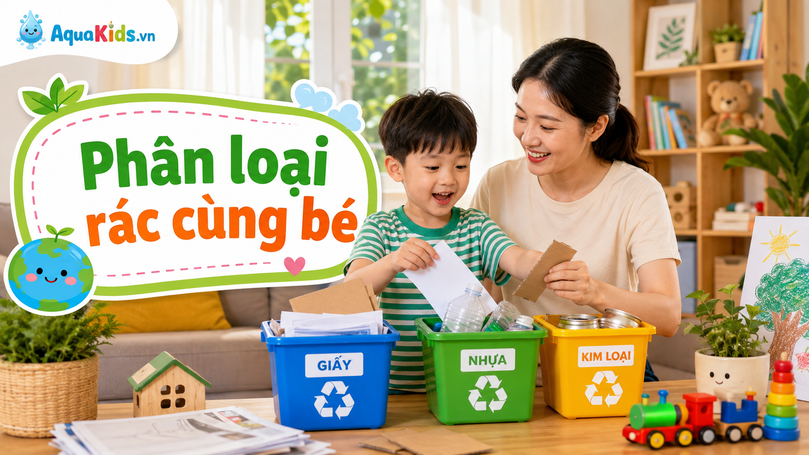 Trò chơi phân loại rác cho bé: học thói quen xanh từ vật dụng sạch