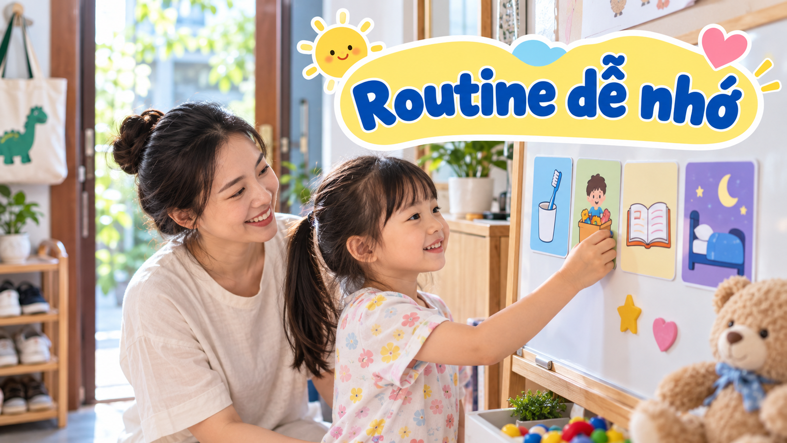 Bộ thẻ routine cho bé: giúp con nhớ việc buổi sáng và buổi tối