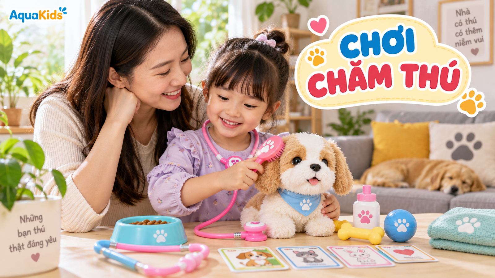 Đồ chơi chăm sóc thú bông cho bé: chơi nhập vai nuôi sự quan tâm