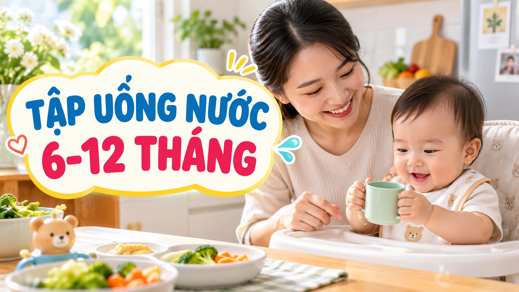 Bé 6-12 tháng tập uống nước sau ăn dặm: dùng cốc thế nào cho an toàn?
