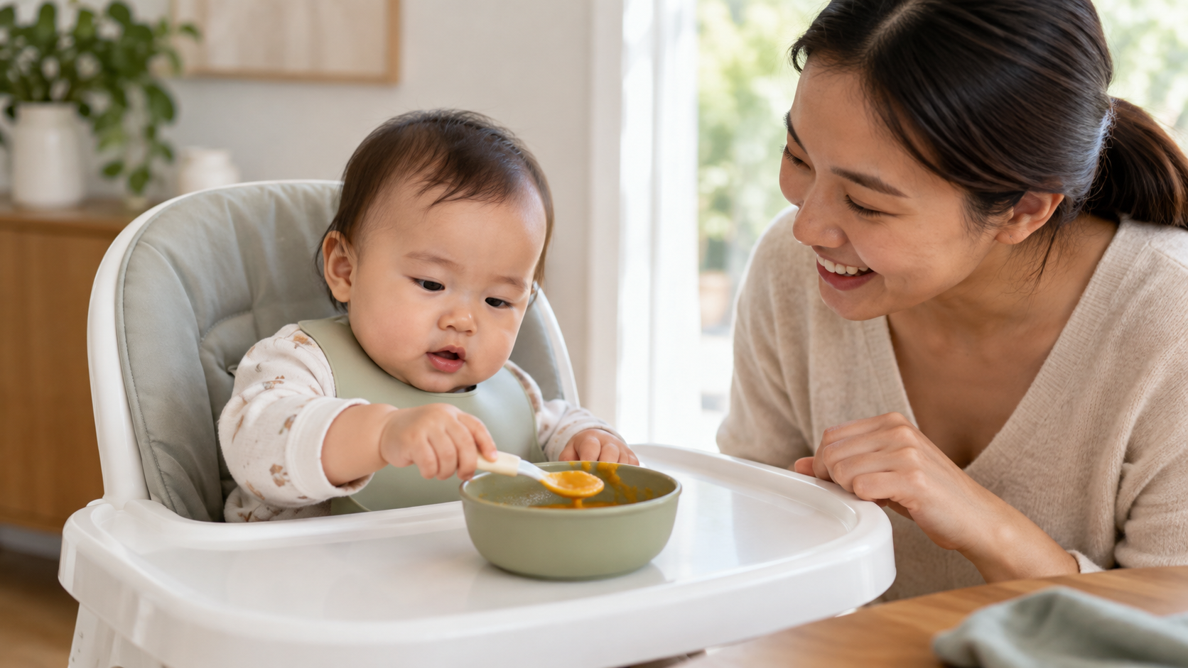 Bé 6-12 tháng chạm thìa và làm quen mùi vị