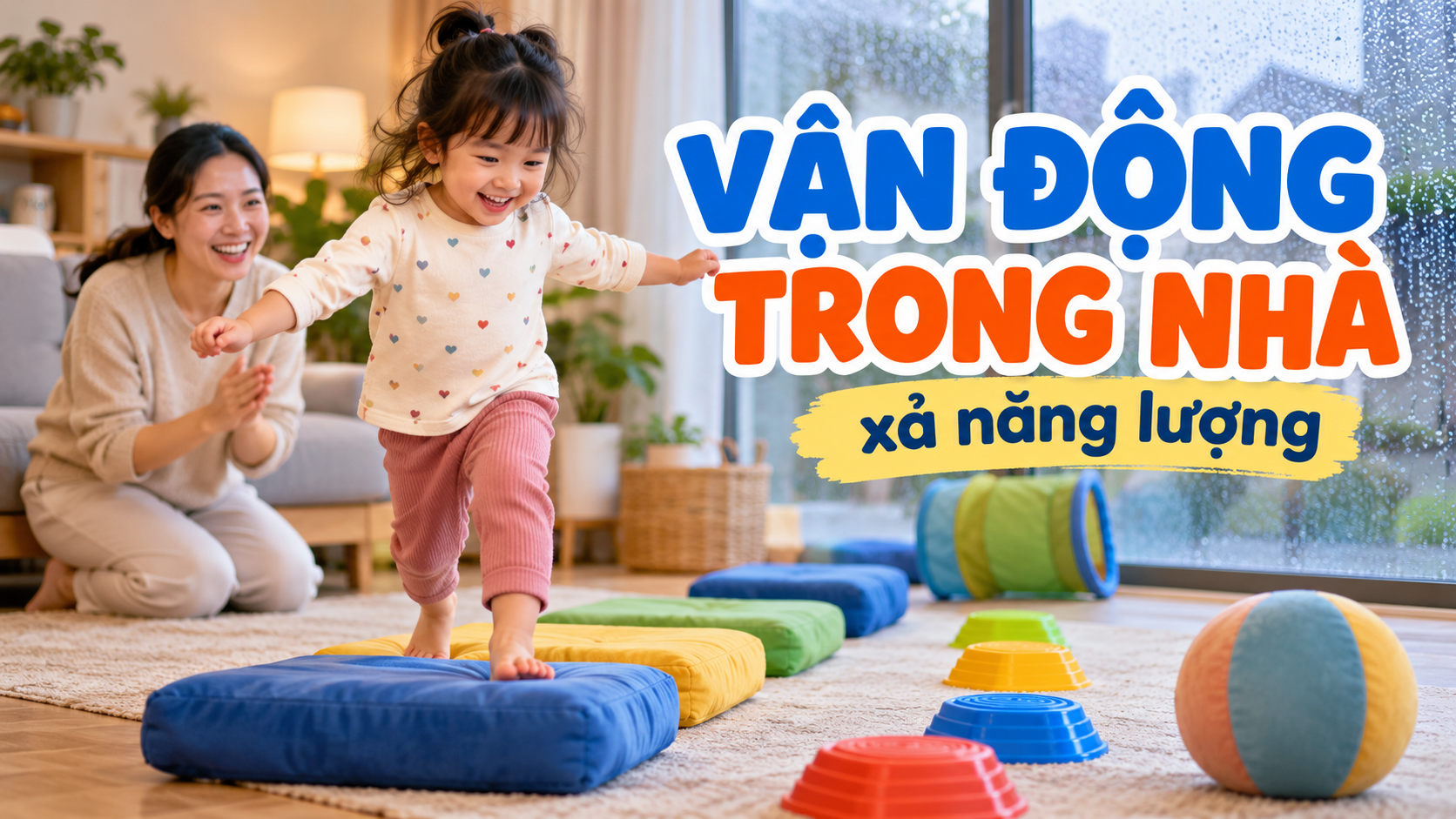 9 món đồ chơi vận động trong nhà giúp bé xả năng lượng ngày mưa
