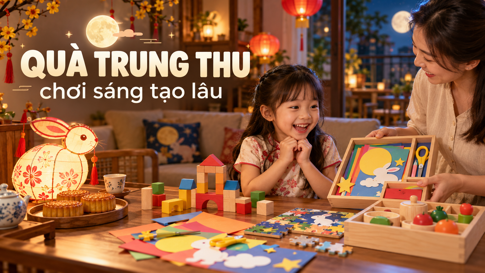 Quà Trung thu cho bé: gợi ý đồ chơi sáng tạo, an toàn và chơi được lâu