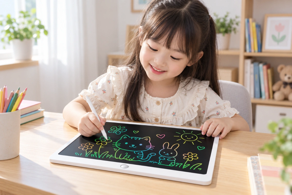 Bảng vẽ LCD điện tử đa sắc tự xóa thông minh 16 inch kèm bút cho bé sáng tạo