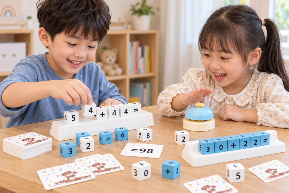 Đồ chơi khối tính toán số bằng gỗ, cộng, trừ, nhân, chia đối kháng tặng chuông cho bé AquaKids