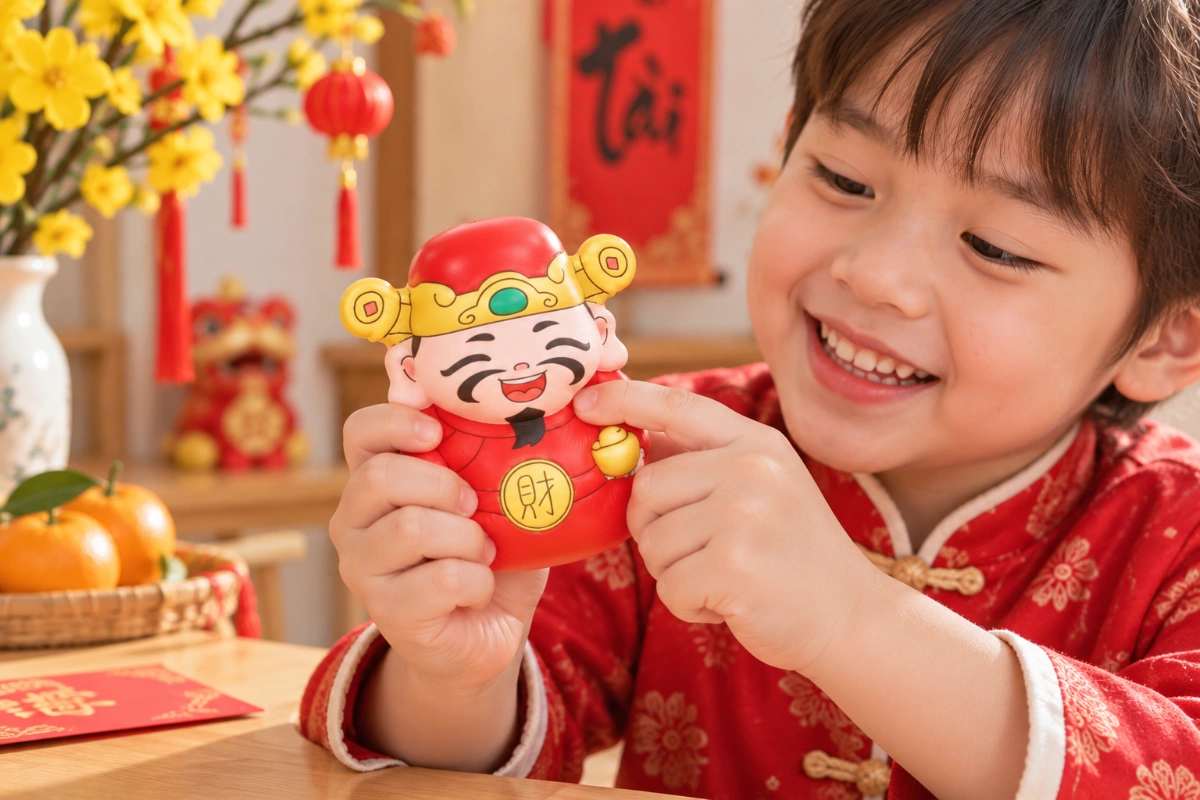 Đồ chơi Squishy Thần Tài Tết 2026 bóp xả stress siêu mềm cute đáng yêu AquaKids