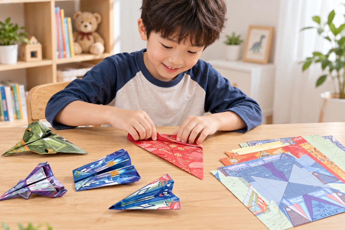 Bộ trò chơi gấp máy bay giấy Origami đồ chơi thủ công sáng tạo rèn luyện khéo léo 3D cao cấp AquaKids
