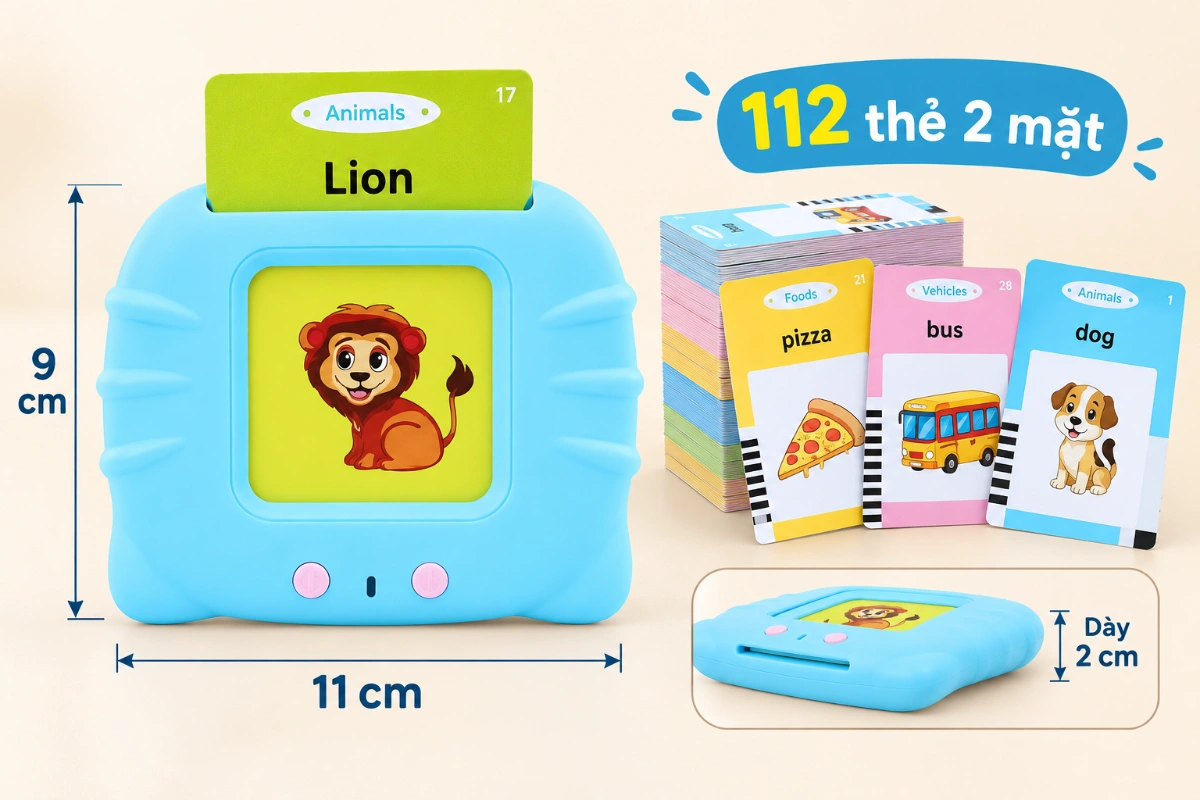 Máy đọc thẻ Flashcard cho trẻ em, loa học tiếng Anh thông minh giúp bé phát âm chuẩn thuộc từ vựng AquaKids