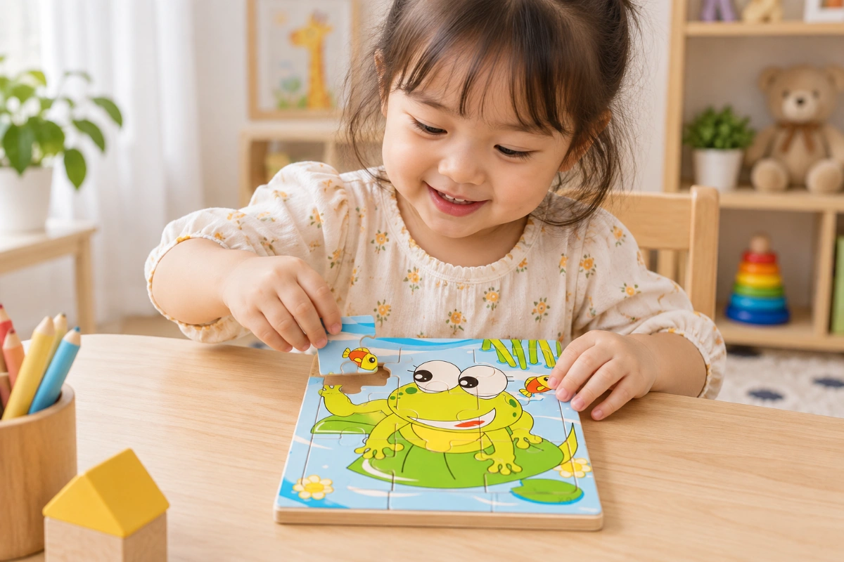 Tranh ghép hình 9 miếng loại lớn 15x15cm in hình ngộ nghĩnh bằng gỗ cho bé, đồ chơi xếp hình 9 miếng