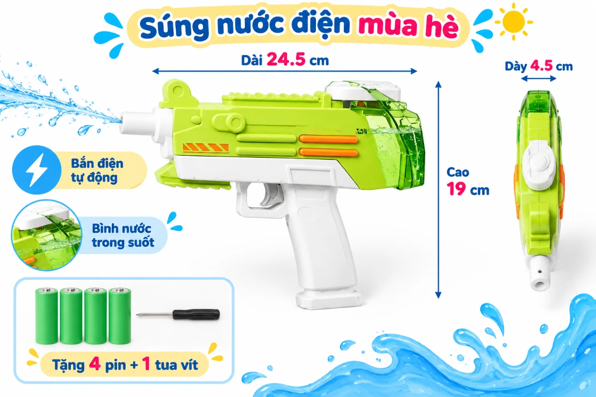 Máy Phun Nước 2 Nòng Cỡ Lớn Nước 2 Vòi Áp Lực To Xa kích thước 60cm khẩu phun nước mùa hè