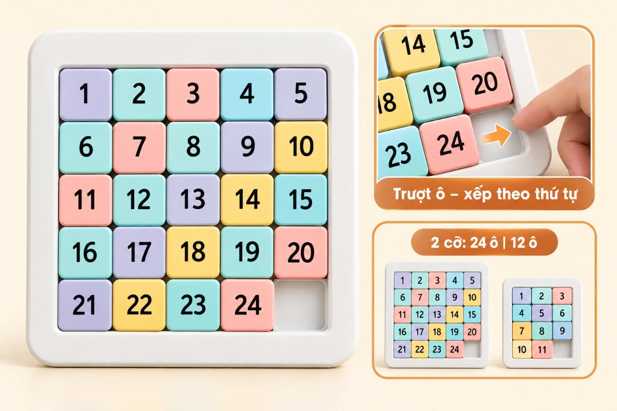 Đồ chơi trượt xếp hình sudoku chín lưới từ tính trẻ em trí tuệ montessori cho bé AquaKids