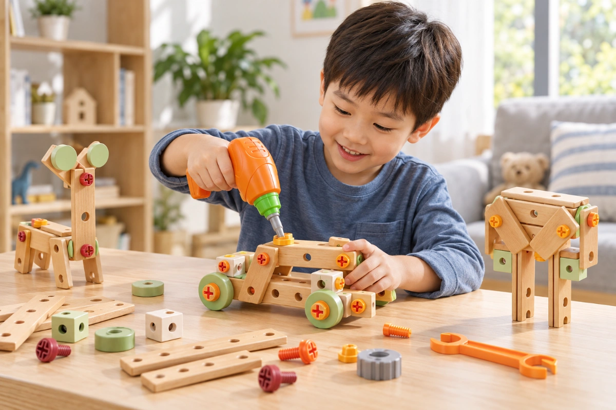 Bộ dụng cụ đồ chơi lắp ghép kỹ sư bằng gỗ cho bé DIY cao cấp 143 và 158 chi tiết AquaKids