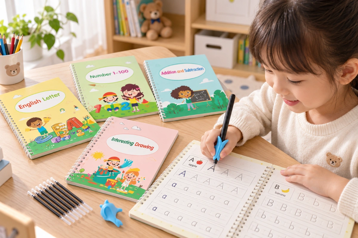 Vở luyện viết chữ đẹp và số theo chủ đề lớp 1 và tiểu học cho bé rèn viết có rãnh tập viết AquaKids