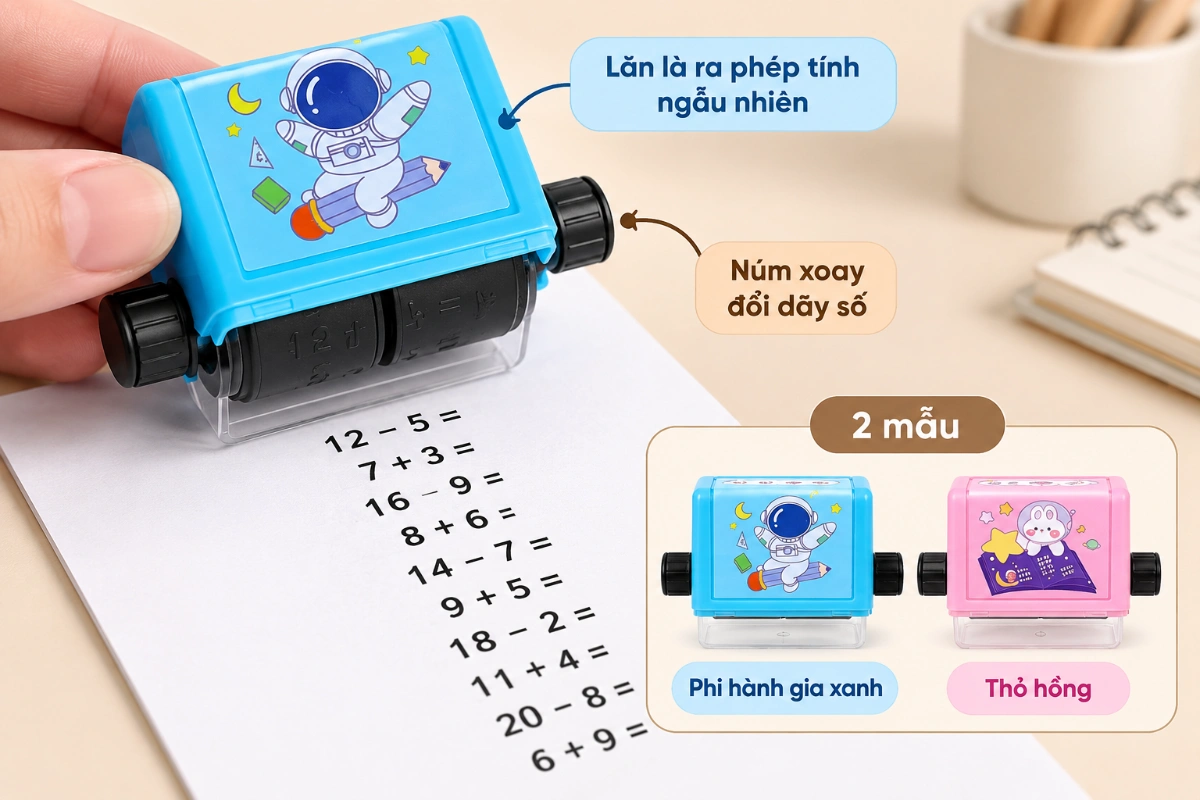 Con lăn tạo phép tính cộng trừ,máy tạo phép tính đơn giản cho bé học tính nhanh AquaKids