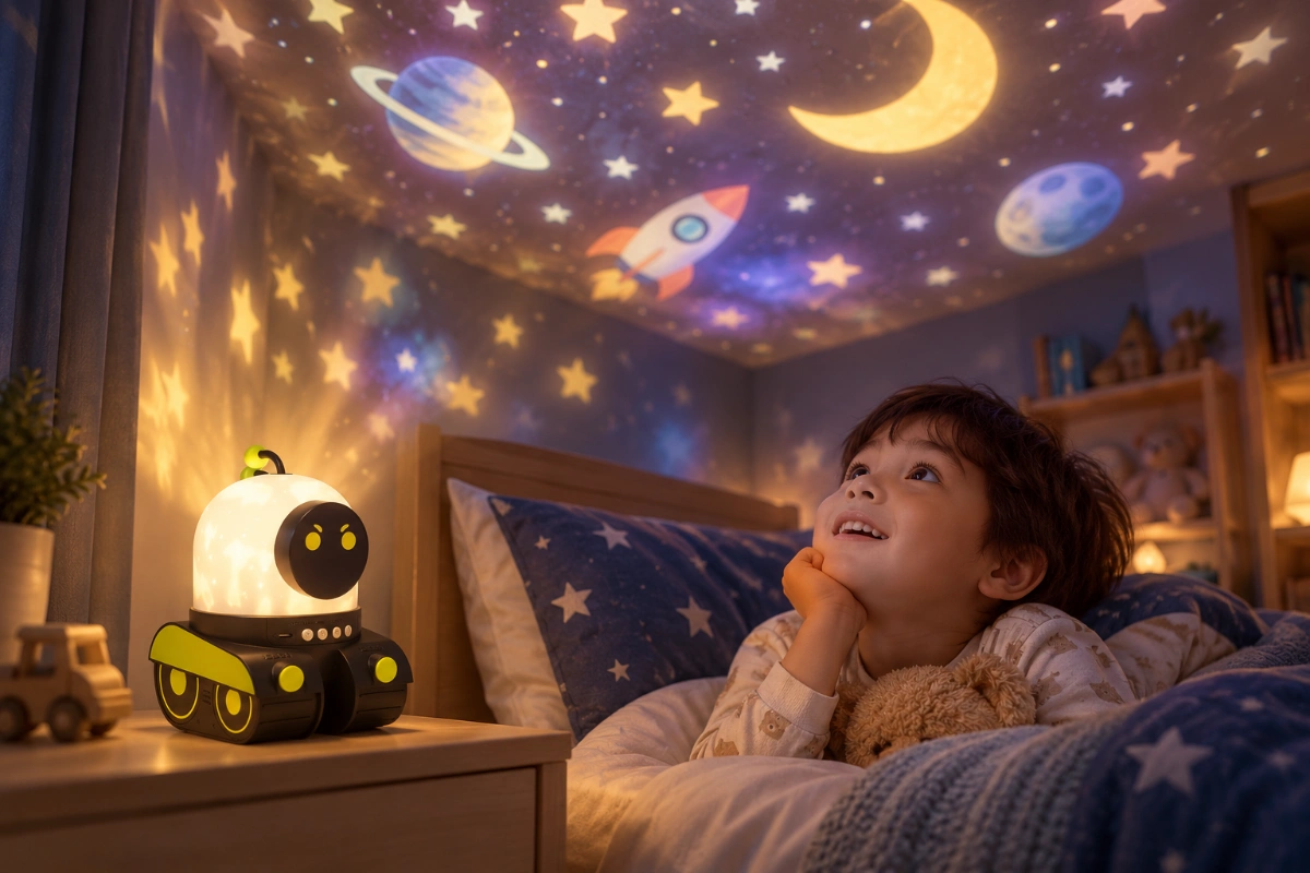 Robot đèn chiếu 3in1 mini kết nối blutooth chiếu sao star vừa là đèn ngủ đèn trang trí vừa phát nhạc