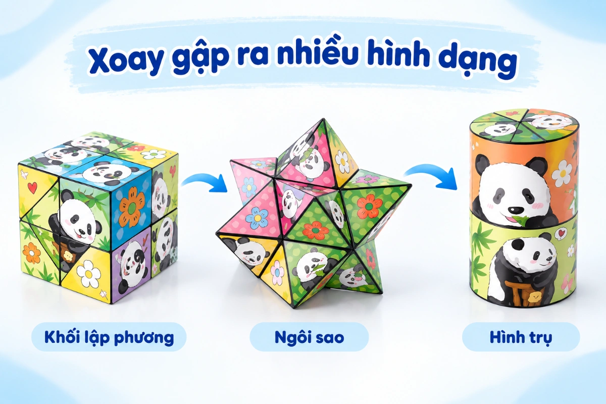 Đồ chơi lắp ráp khối Rubik 3D gấu trúc dễ thương nhiều hình dạng độc đáo phát triển trí sáng tạo