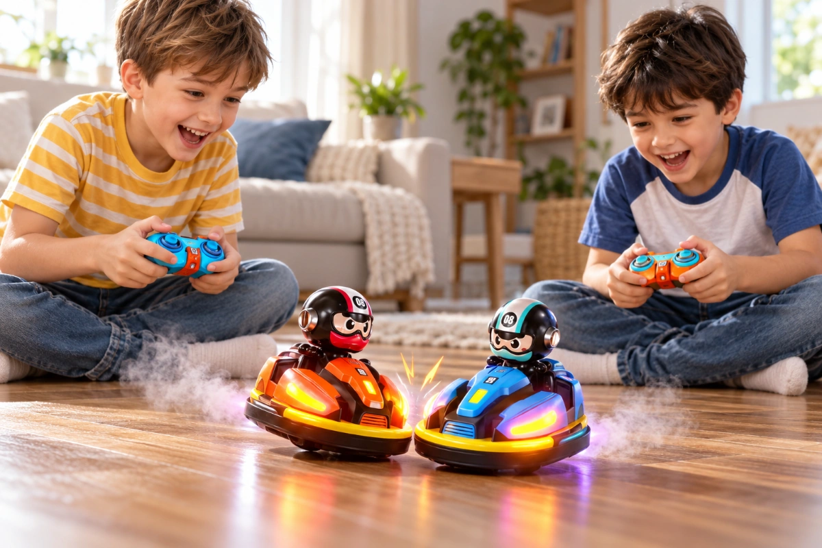 Đồ chơi xe hơi điều khiển từ xa RC chiến đấu điện nhiều người chơi có đèn và phun khí giả lập AquaKids