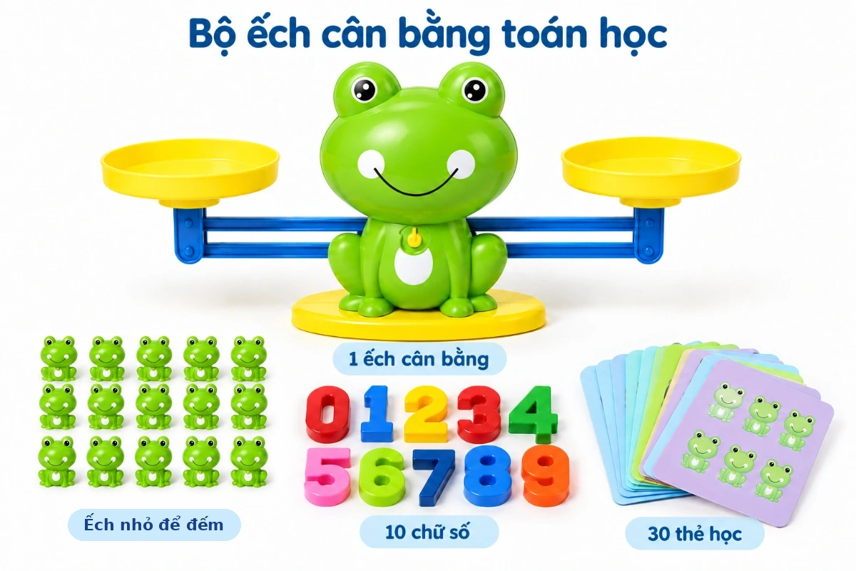 Đồ chơi giáo dục đồ chơi trí tuệ êch cân bằng toán học học số đếm phát triển tư duy cho bé trên 2 tuổi AquaKids