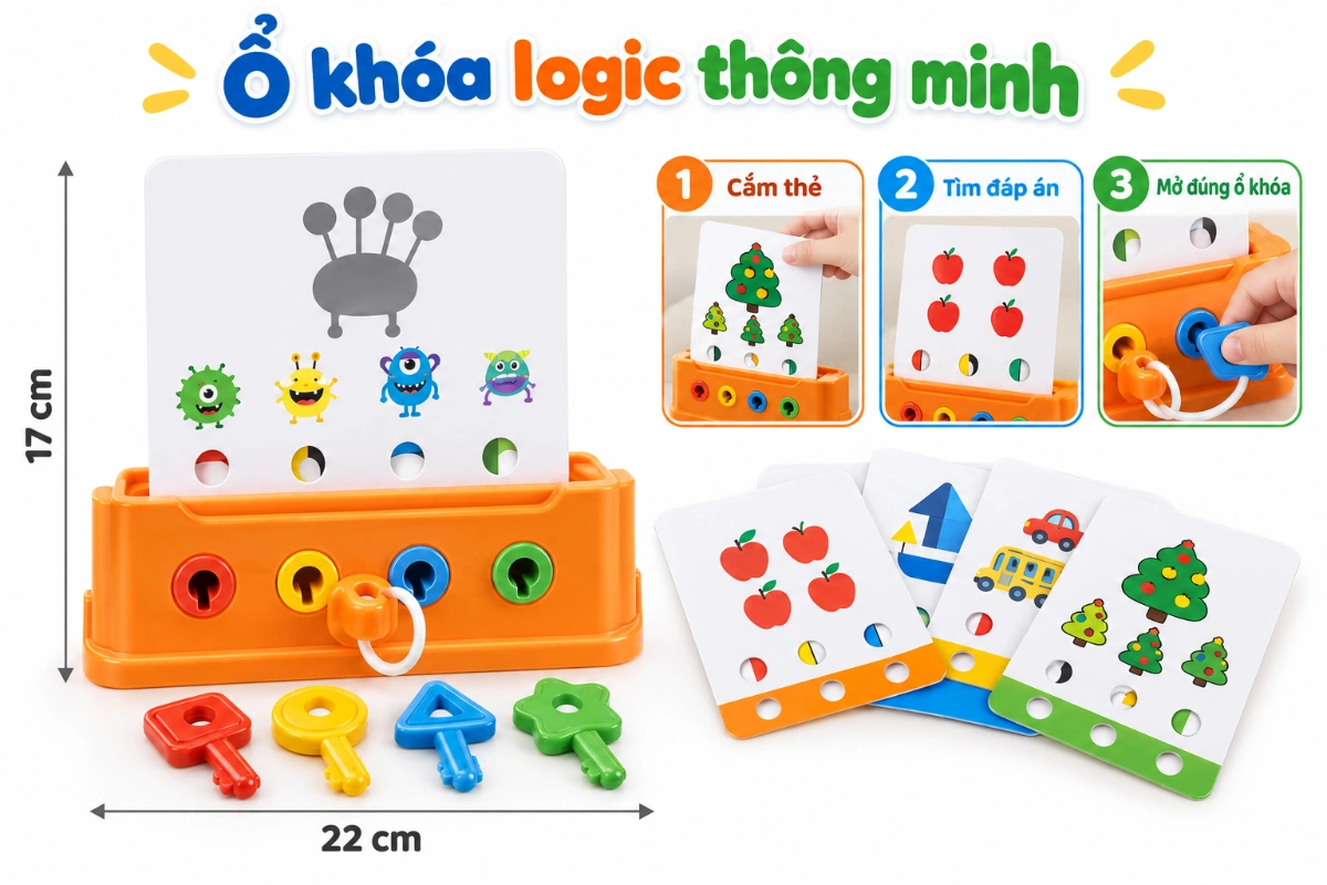 Đồ chơi giáo dục ổ khóa logic thông minh rèn luyện trí tuệ tư duy logic cho bé từ 3-5 tuổi AquaKids