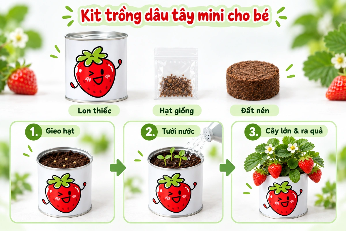 Bộ Kit trồng cây hạt giống trồng hoa mini cho bé nghiên cứu trải nghiệm làm nông đồ chơi giáo dục sớm Stem AquaKids