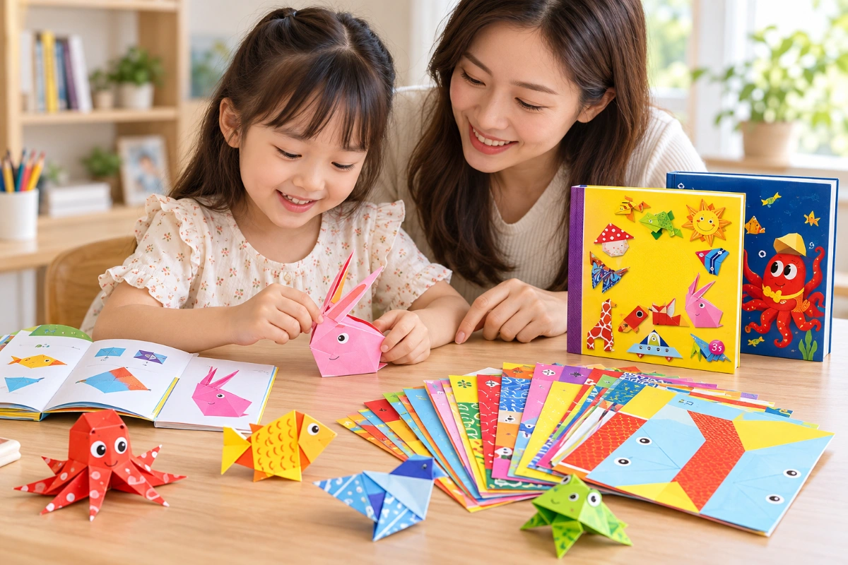 Bộ giấy gấp thủ công Origami nhiều hình động vật nhiều màu sắc cho bé AquaKids