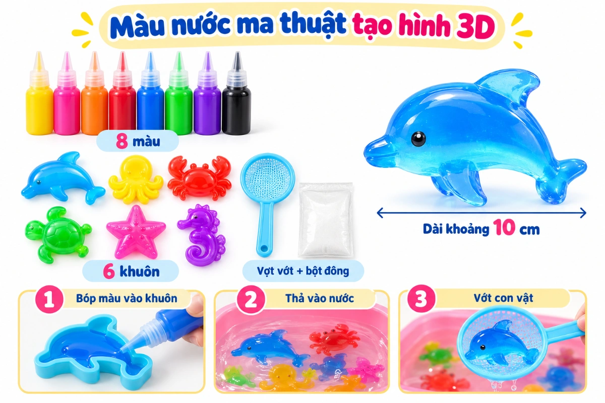 Đồ chơi màu nước ma thuật tạo hình nước biển cho trẻ em DIY Magic Water Toy 3D bản đặc biệt Aquakids