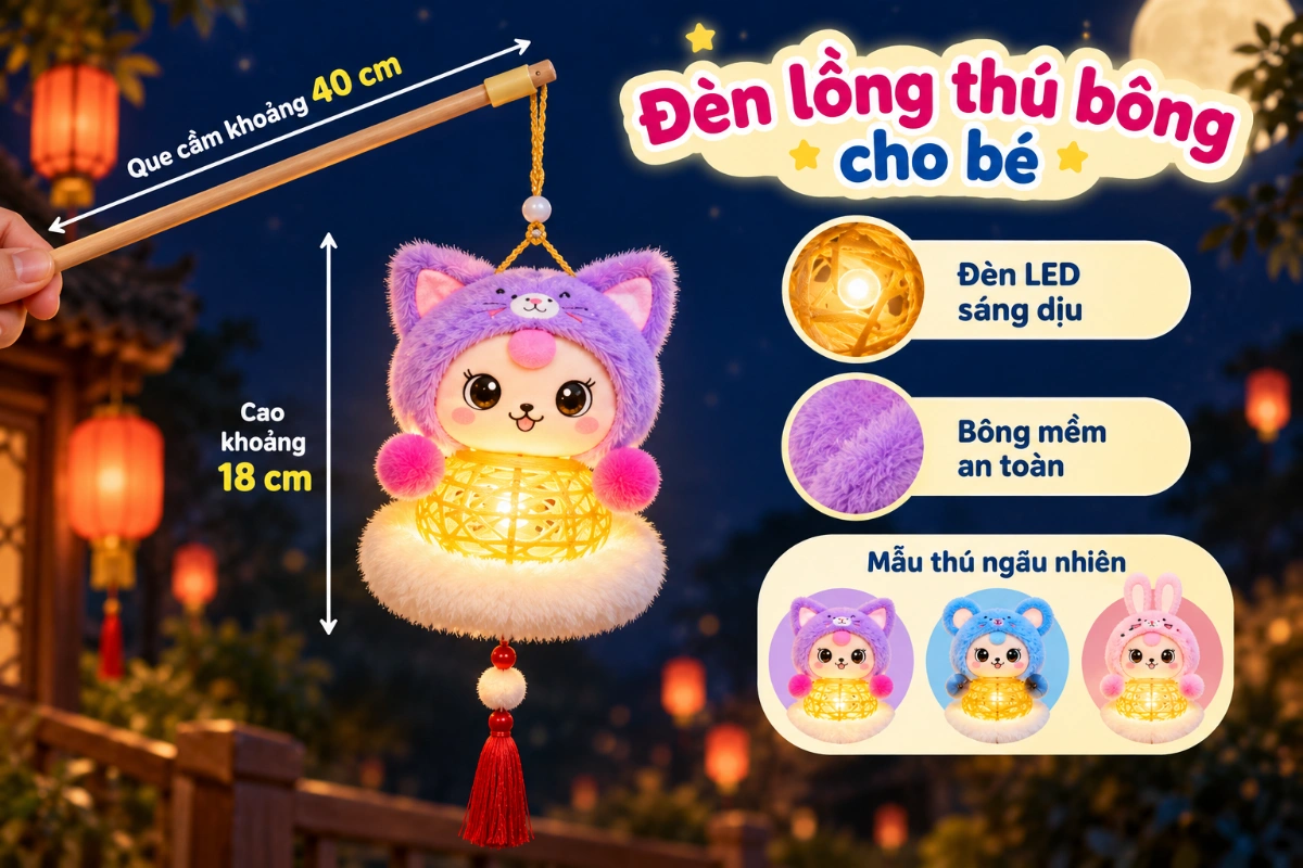 Đèn lồng trung thu Baby mẫu đẹp trang trí tết thiếu nhi nhân vật đáng yêu làm quà tặng bé gái, bé trai AquaKids