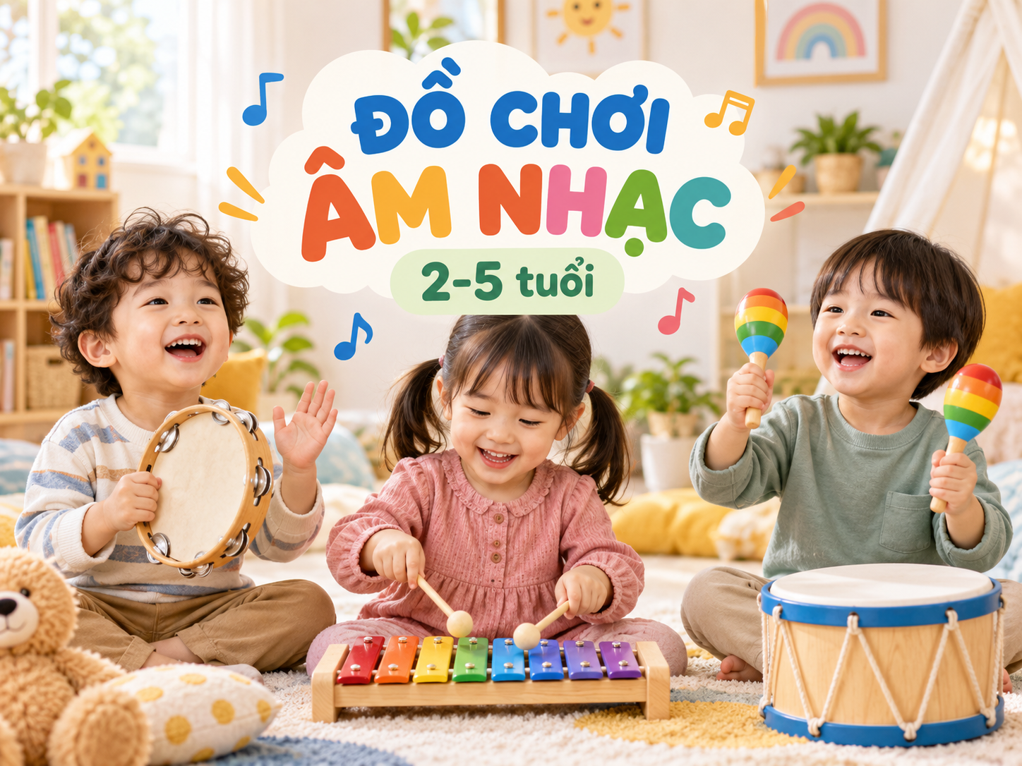Đồ chơi âm nhạc cho bé 2-5 tuổi: chọn gì để con cảm nhịp và tự tin biểu diễn?
