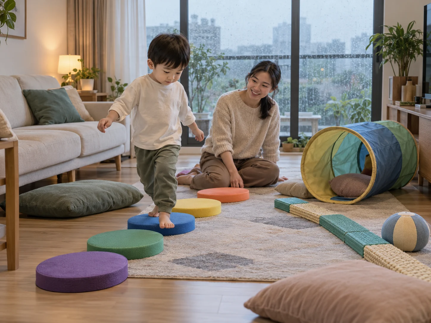 Minh họa 1 cho bài Đồ chơi vận động trong nhà cho bé: 7 gợi ý giúp con xả năng lượng ngày mưa