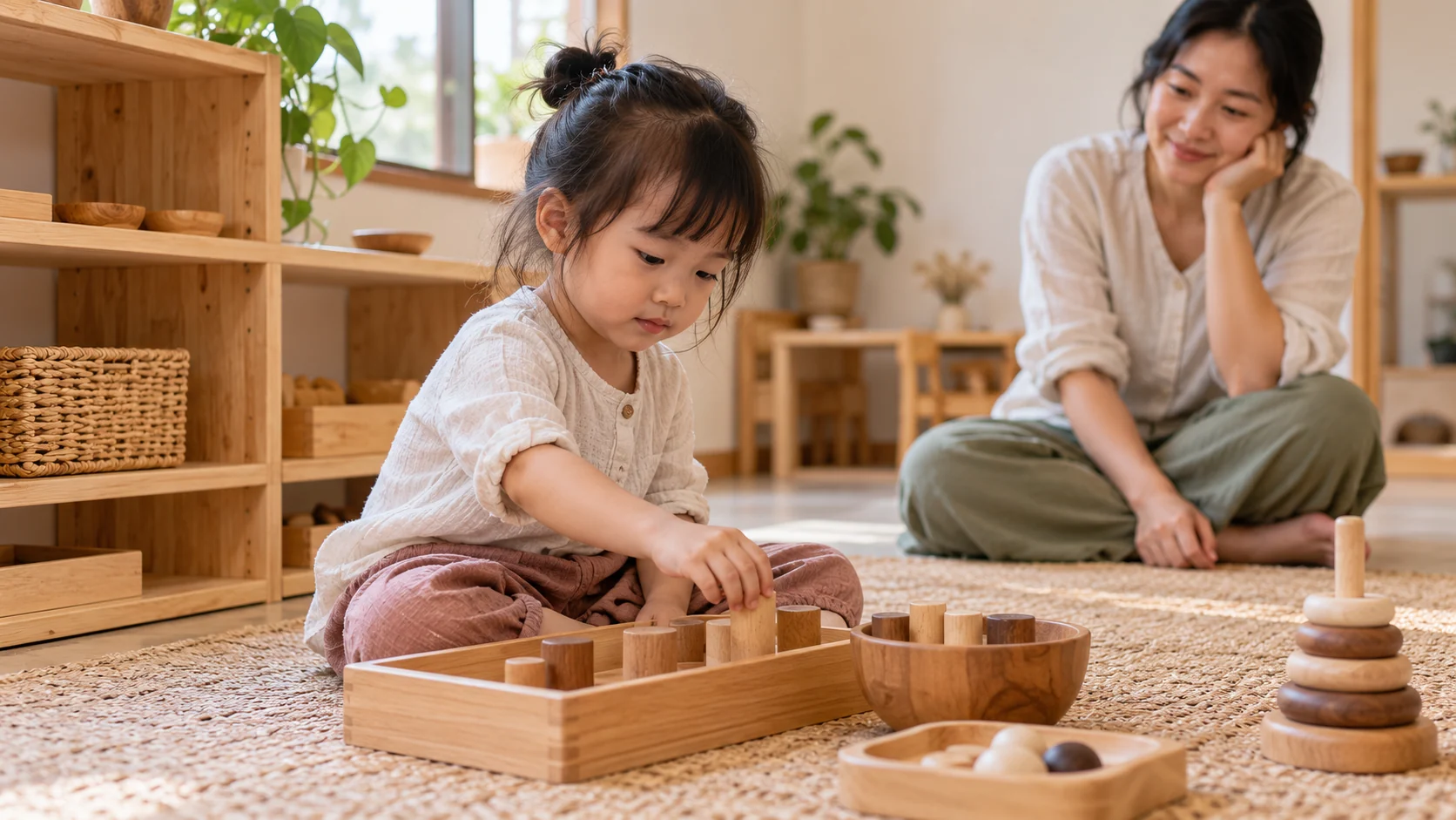 Minh họa 1 cho bài Đồ chơi Montessori cho bé 2-5 tuổi: chọn gì để con tự lập hơn?