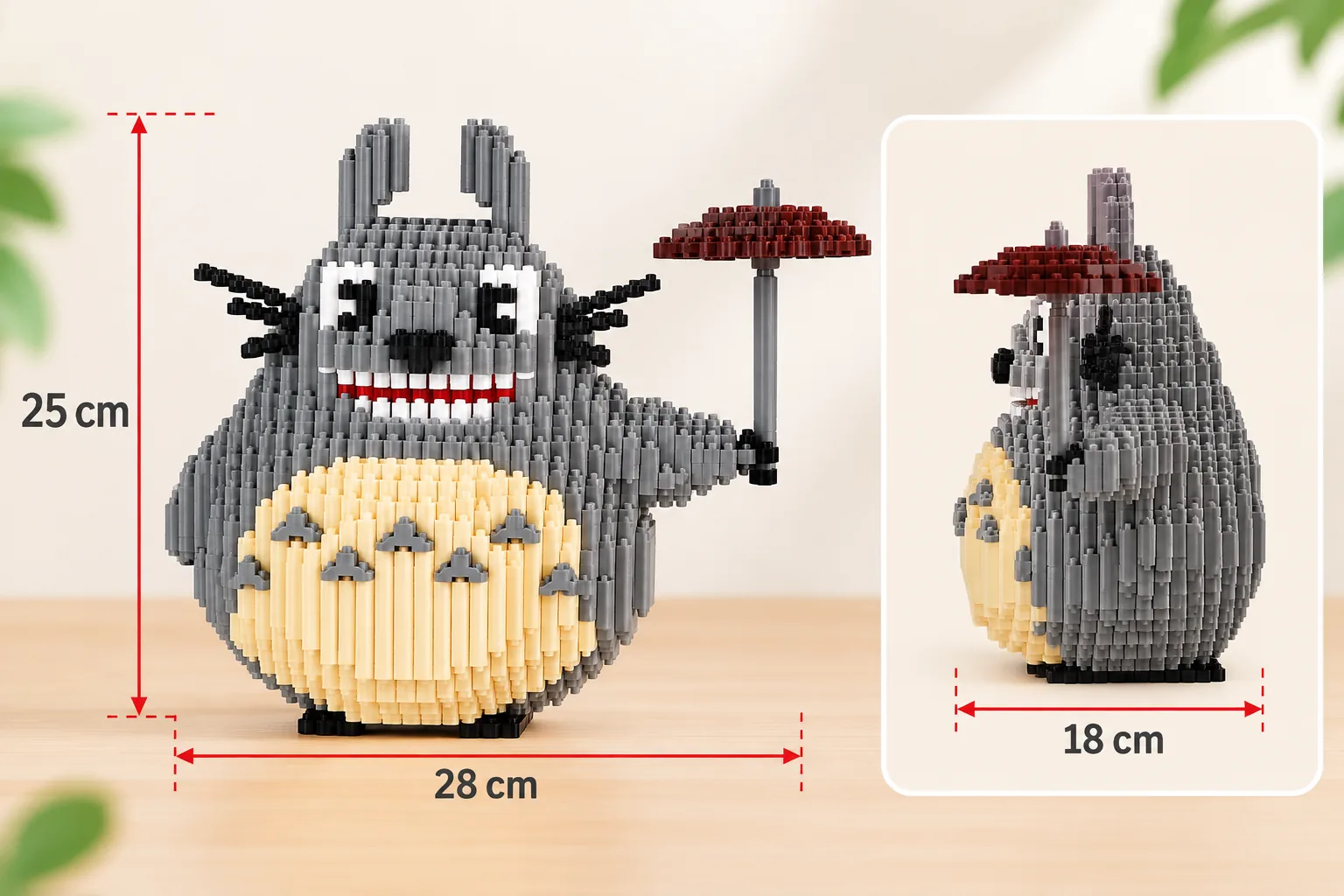 Mô hình lắp ráp Totoro nhân vật hoạt hình giá rẻ Aquakids - Ảnh kích thước sản phẩm