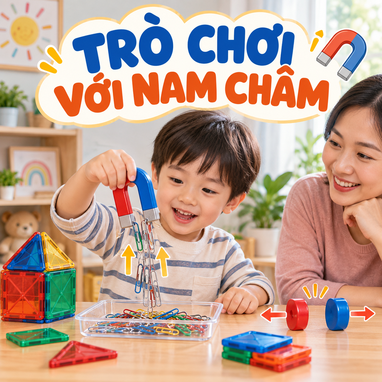 Trò chơi với nam châm cho bé: khám phá hút - đẩy an toàn tại nhà