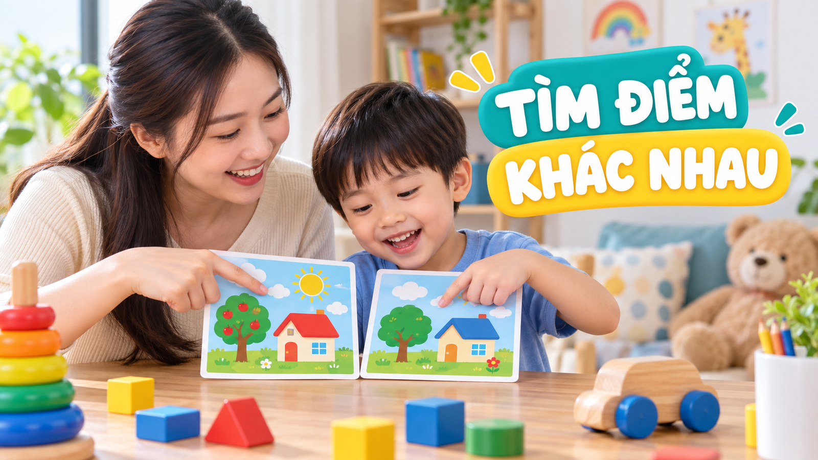 Trò chơi tìm điểm khác nhau cho bé: quan sát kỹ mà vẫn vui