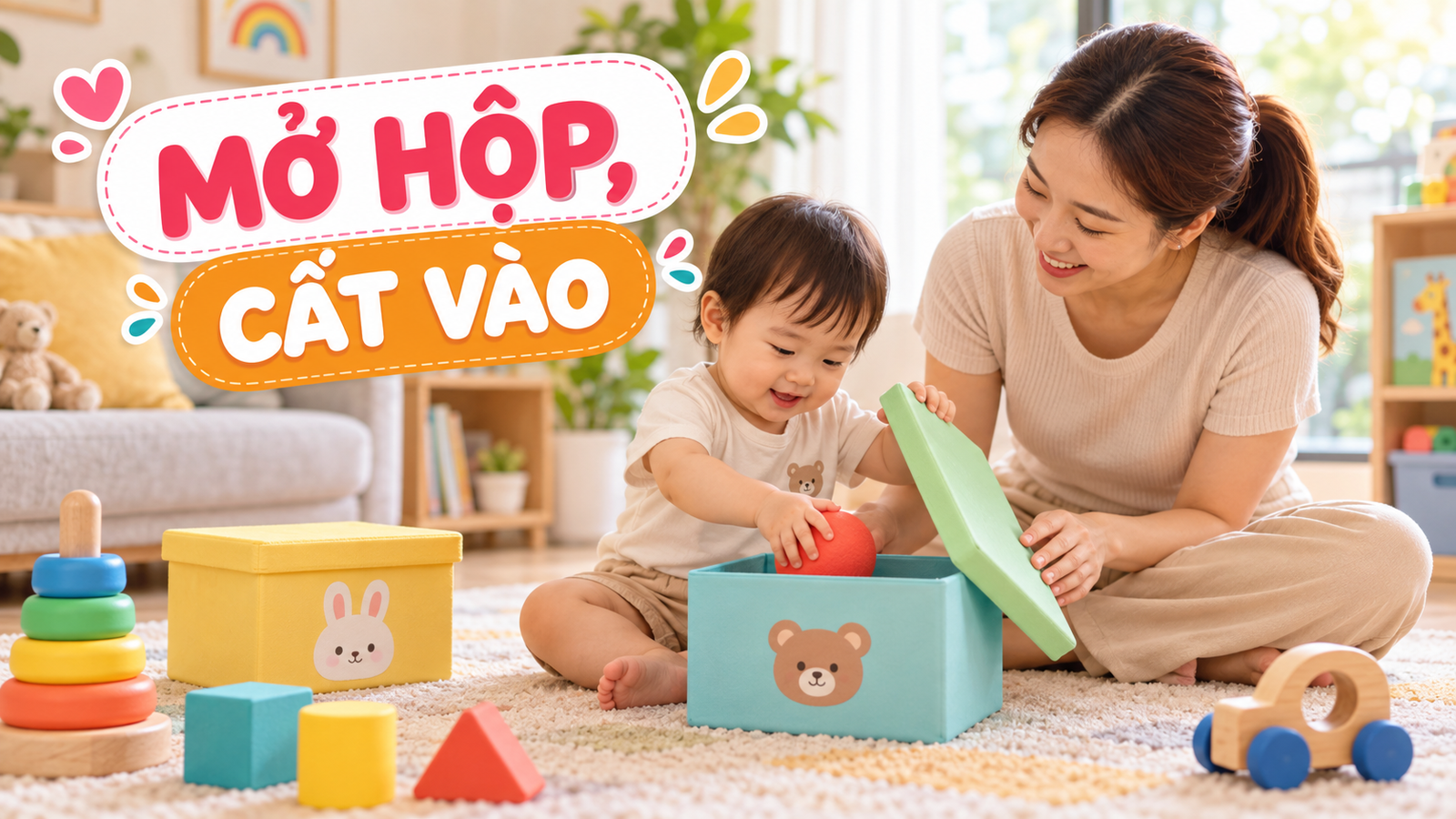 Mở nắp hộp cho bé 1-2 tuổi: chơi cất vào lấy ra an toàn