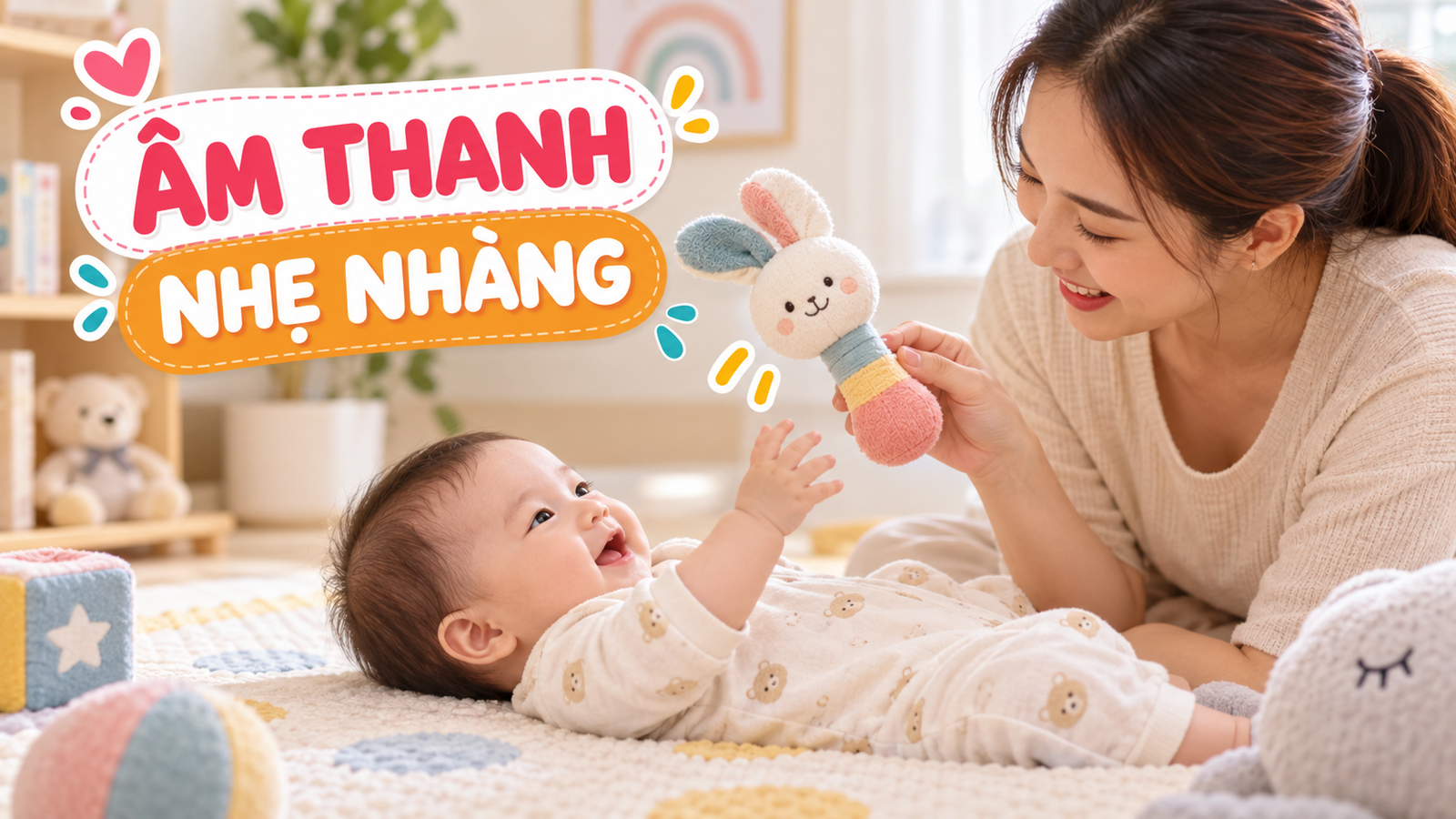 Lục lạc mềm cho bé 0-6 tháng: nghe âm thanh nhẹ mà không quá kích thích