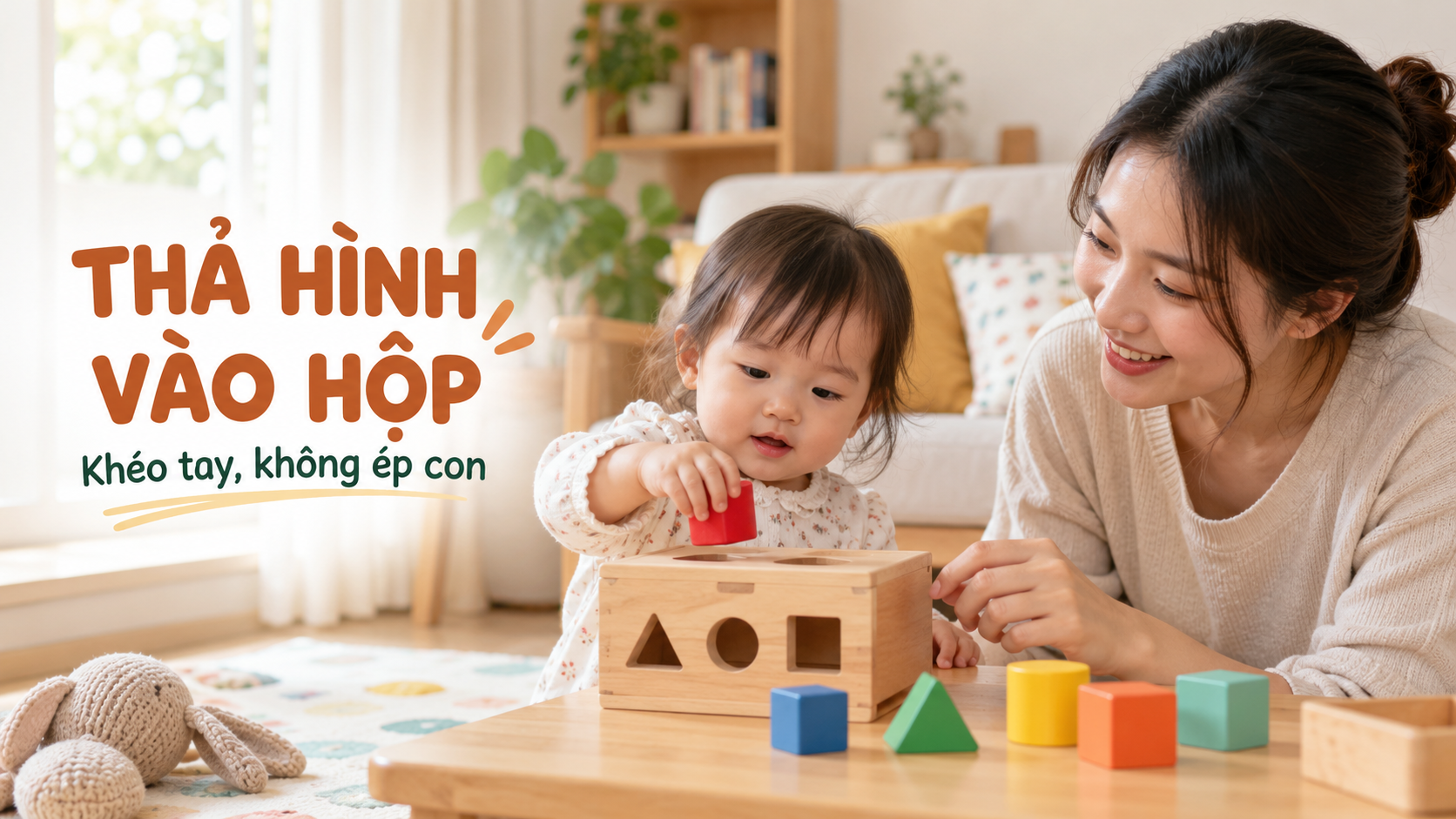 Thả hình vào hộp cho bé 1-2 tuổi: chơi khéo tay mà không ép con