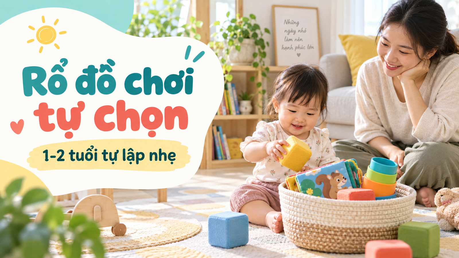 Rổ đồ chơi tự chọn cho bé 1-2 tuổi: giúp con tự lập nhẹ mà nhà vẫn gọn