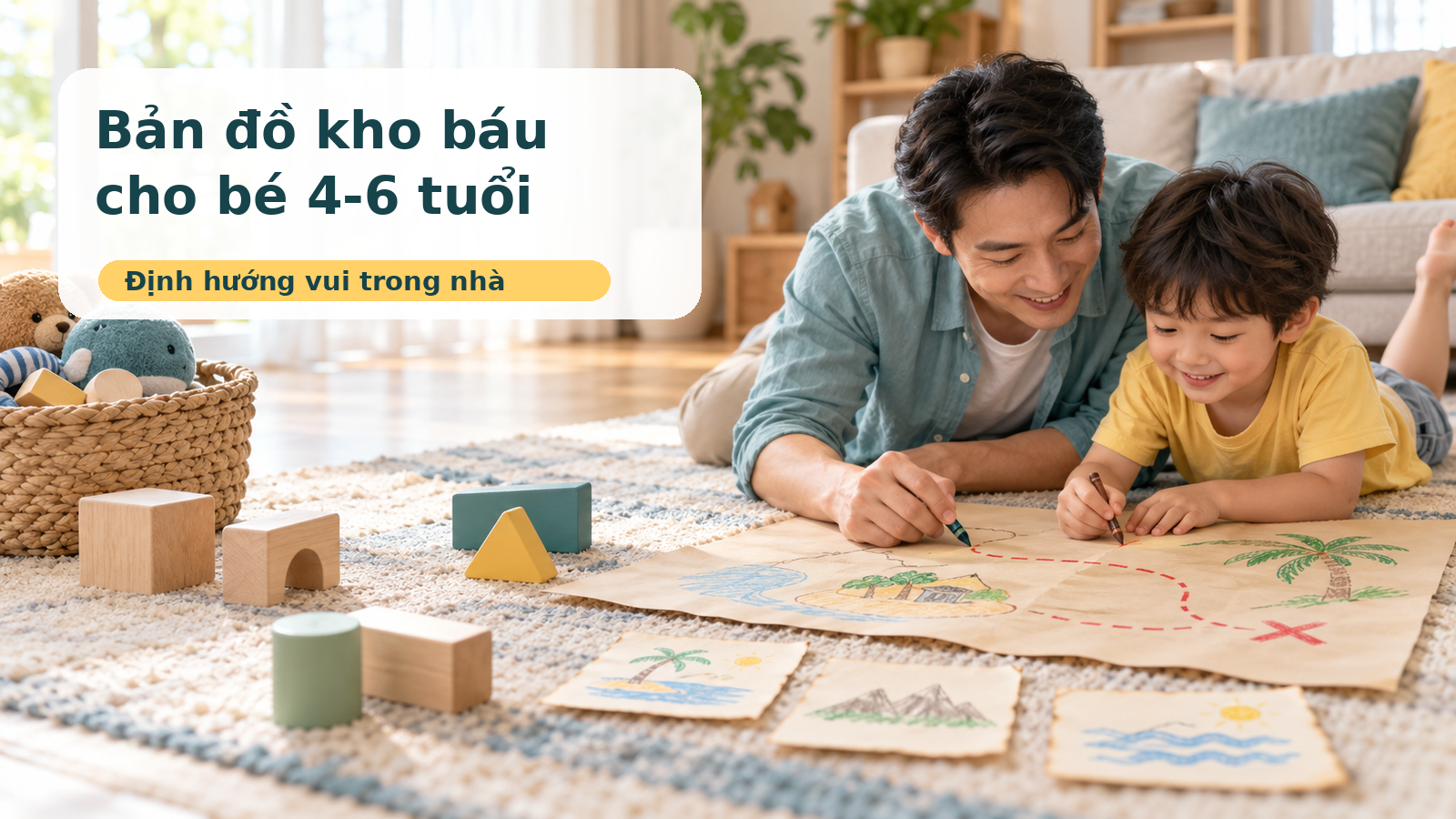 Bản đồ kho báu cho bé 4-6 tuổi: chơi định hướng vui trong nhà