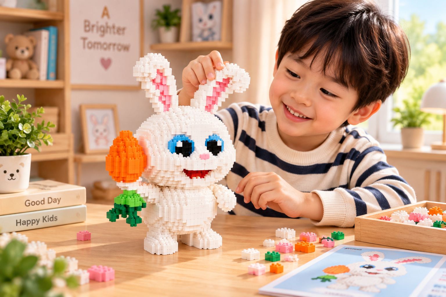 Mô hình đồ chơi lắp ráp thỏ Snowball nhân vật cỡ lớn 30cm Aquakids - Ảnh lifestyle / cách chơi