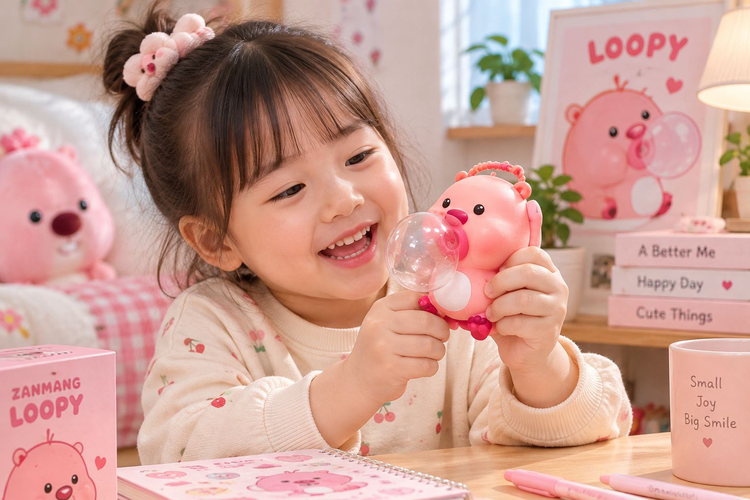 Đồ chơi Squishy Mochi bóp xả stress siêu mềm cute vô tri giải trí nhân vật Loopy hải ly Aquakids - Ảnh lifestyle / cách chơi