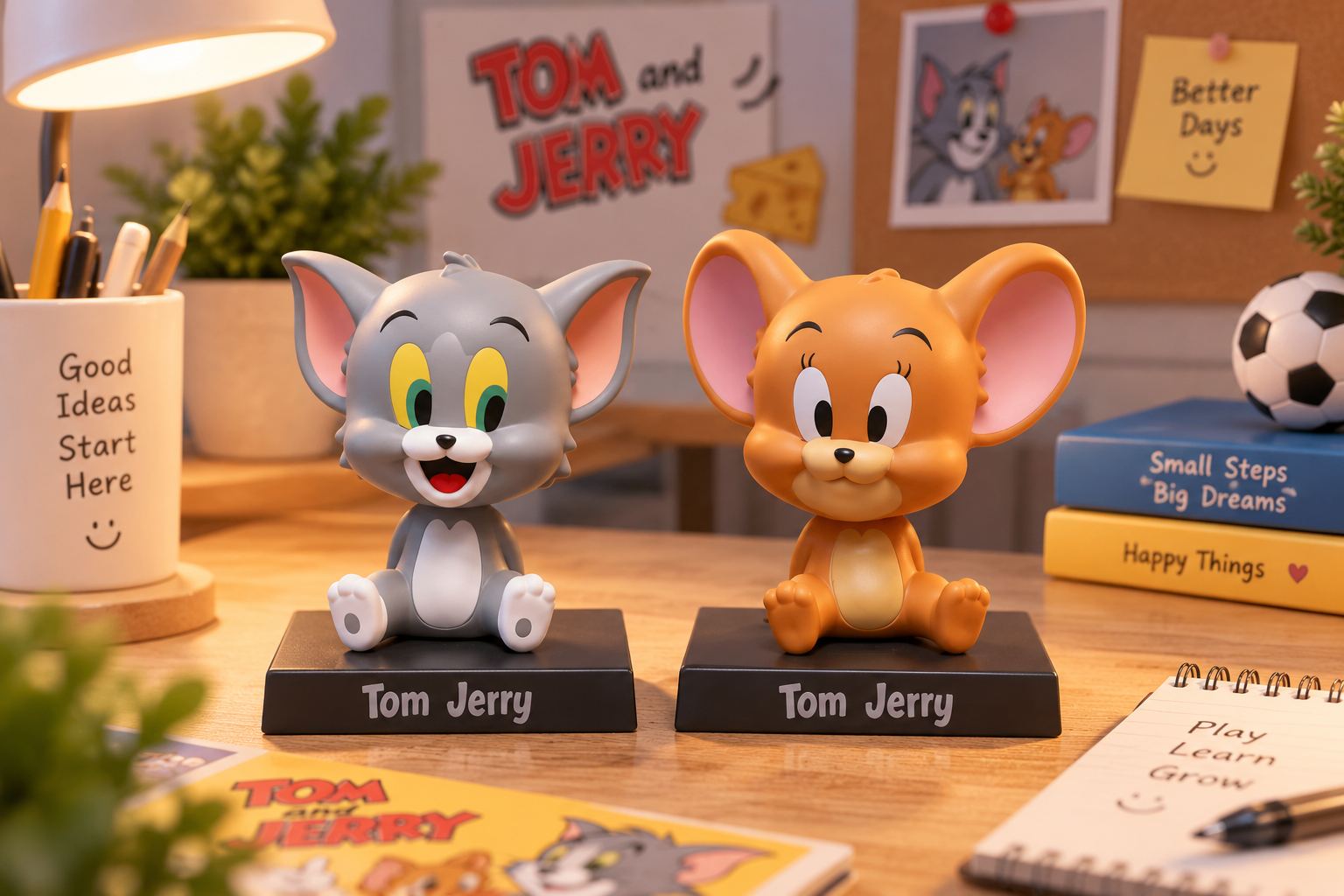 Mô hình Tom and Jerry nhân vật hoạt hình lắc đầu decor bàn học xe ô tô giá rẻ Aquakids - Ảnh lifestyle / cách chơi
