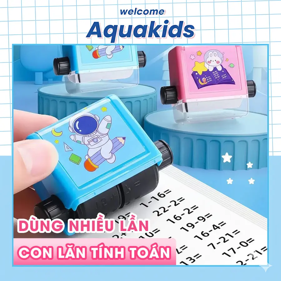 Con lăn tạo phép tính cộng trừ,máy tạo phép tính đơn giản cho bé học tính nhanh AquaKids