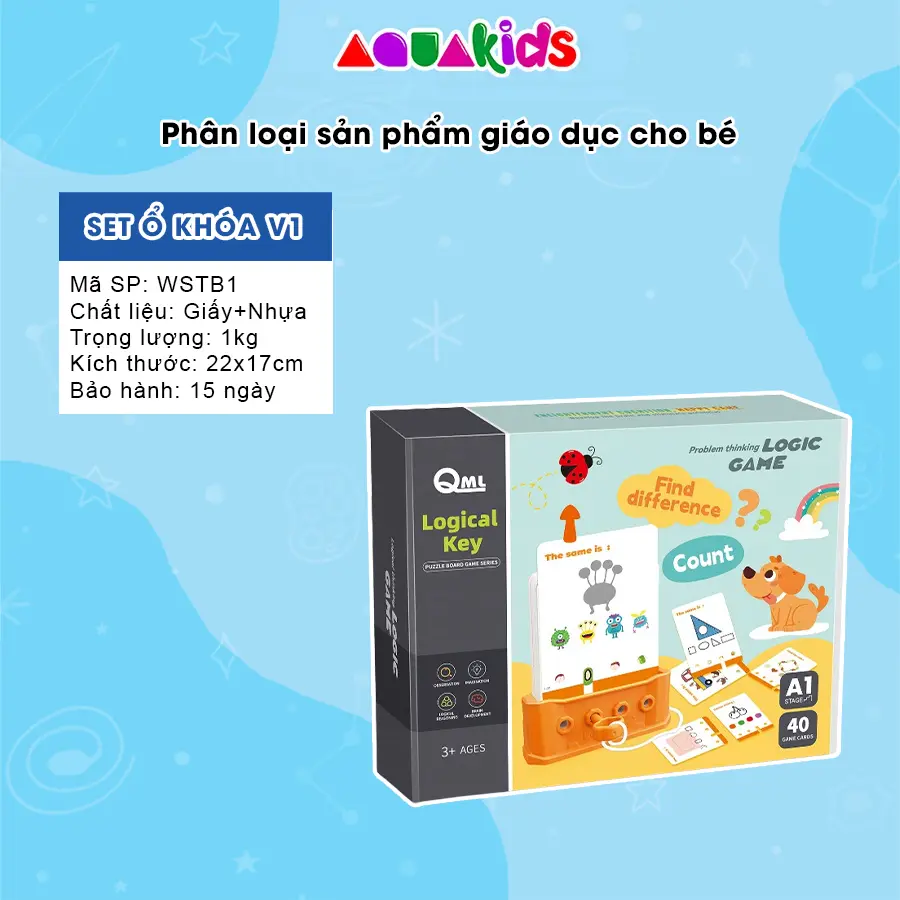 Đồ chơi giáo dục ổ khóa logic thông minh rèn luyện trí tuệ tư duy logic cho bé từ 3-5 tuổi AquaKids