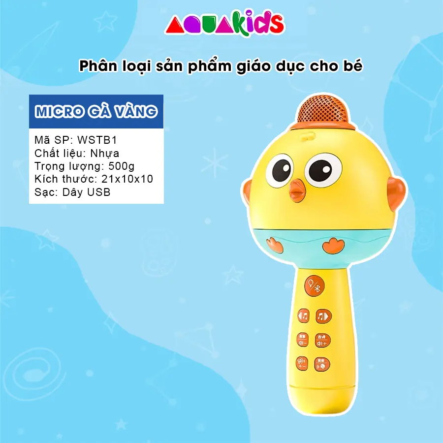 [Mẫu mới2026] Micro cho trẻ em kèm sạc - 3 chế độ hát phát nhạc blutooth & biến giọng siêu vui AquaKids