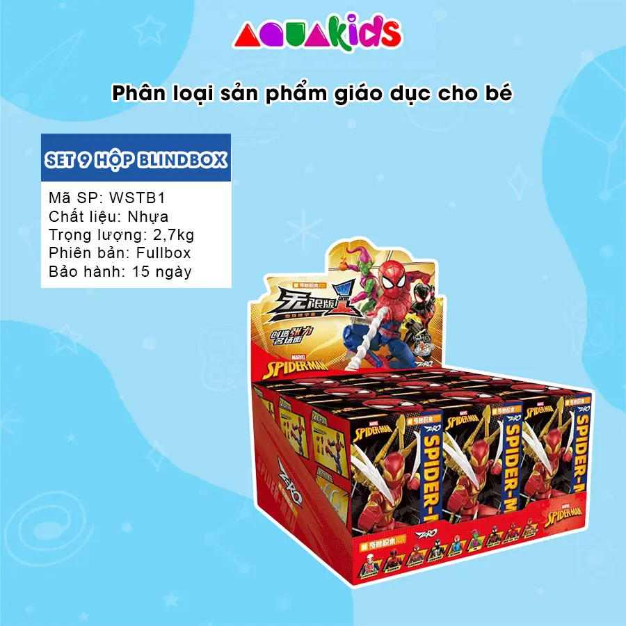 Mô Hình Spiderman Blindbox Lắp Ráp Đồ Chơi Người Nhện Spiderverse 2026 Cho Bé AquaKids