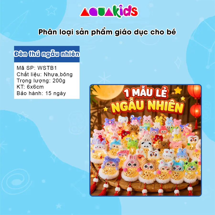 Đèn lồng trung thu Baby mẫu đẹp trang trí tết thiếu nhi nhân vật đáng yêu làm quà tặng bé gái, bé trai AquaKids