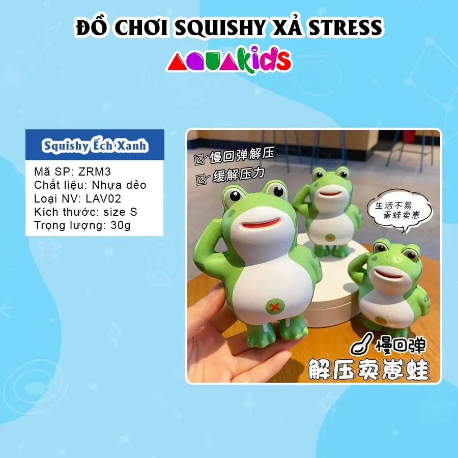 Đồ Chơi Squishy Mochi Ếch Xanh Lá Bọt Biển Sao Biển Xả Stress Aquakids