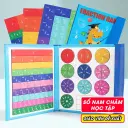 Bộ sổ phân số nam châm học toán lớp 3-5 bảng ghi xóa được tặng bút giảng dạy trực quan phụ huynh Aquakids